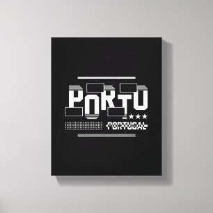 Porto Portugal Moderne Typografie Reise Design Leinwanddruck