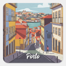 Porto Portugal Reisen Abstrakt Quadratischer Aufkleber