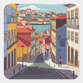 Porto Portugal Reisen Abstrakt Quadratischer Aufkleber