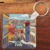 Porto Portugal Reisen Abstrakt Schlüsselanhänger (Rückseite)