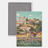 Porto Portugal Reisen Abstrakt Vintag Magnet (Vorderseite/Rückseite)