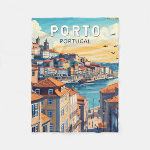 Porto Portugal Reisen Kunst Vintag Fleecedecke