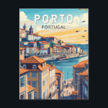 Porto Portugal Reisen Kunst Vintag Postkarte<br><div class="desc">Porto Retro Vektor Reise Design. Porto ist eine Küstenstadt im Nordwesten Portugals,  die für ihre prächtigen Brücken und die Herstellung von Hafwein bekannt ist.</div>