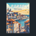 Porto Portugal Reisen Kunst Vintag Postkarte<br><div class="desc">Porto Retro Vektor Reise Design. Porto ist eine Küstenstadt im Nordwesten Portugals,  die für ihre prächtigen Brücken und die Herstellung von Hafwein bekannt ist.</div>