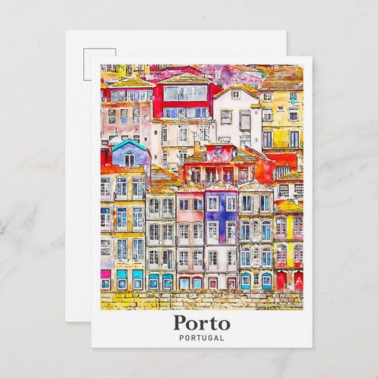 Porto Portugal Reisen Wasserfarben Sketch Hand zei Postkarte (Vorne/Hinten)