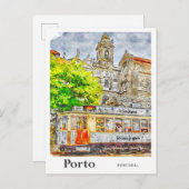 Porto Portugal Reisen Wasserfarben Sketch Hand zei Postkarte (Vorne/Hinten)