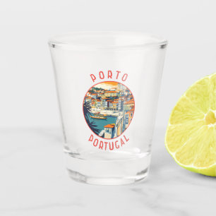 Porto Portugal Retro Distressed Circle Schnapsglas