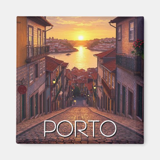 Porto Portugal Travel Sunset Magnet (Vorne)