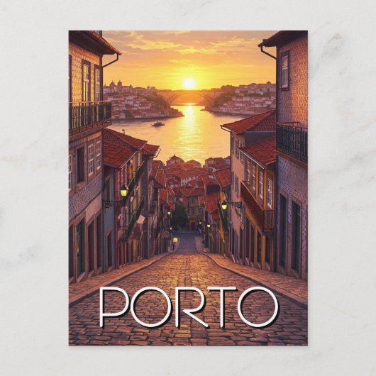 Porto Portugal Travel Sunset Postkarte (Vorderseite)
