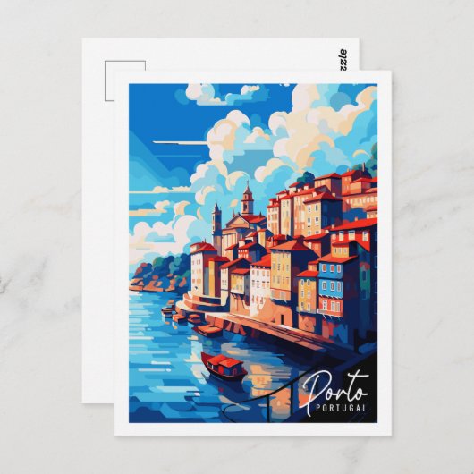 Porto Portugal Vintage Postkarte (Vorne/Hinten)