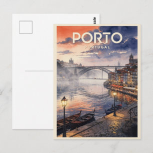 Porto Portugal Vintage Reise Postkarte