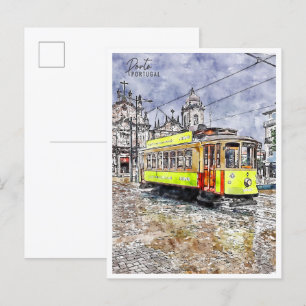 Porto Portugal Vintage-Reise Wasserfarbe Postkarte