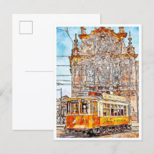 Porto Portugal Vintage-Reise Wasserfarbe Postkarte