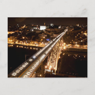 Porto Stadt bei Nacht Postkarte
