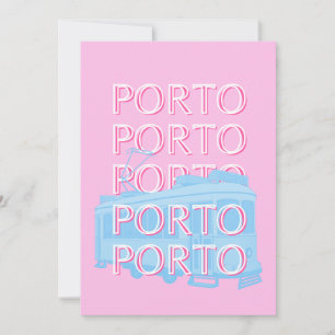 Porto Travel Art, Portugal Art, Pink, Preppy Art Feiertagskarte