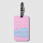 Porto Travel Art, Portugal Art, Pink, Preppy Art Gepäckanhänger (Vorderseite Vertikal)