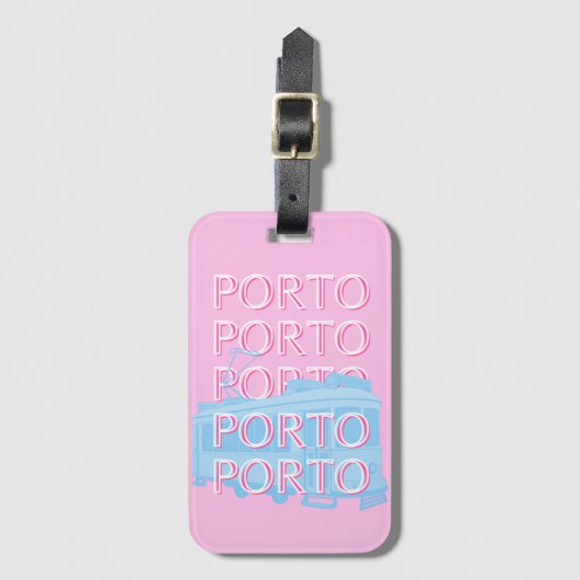 Porto Travel Art, Portugal Art, Pink, Preppy Art Gepäckanhänger (Vorderseite Vertikal)