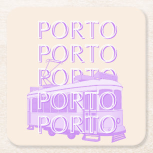 Porto Travel Art, Portugal, Pastel, Minimalistisch Rechteckiger Pappuntersetzer