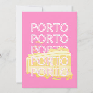 Porto Travel Art, Portugal, Pink Feiertagskarte