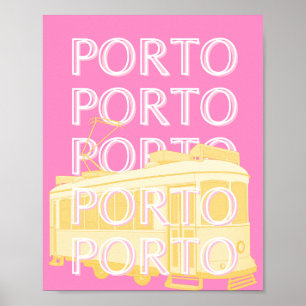 Porto Travel Art, Portugal, Pink Poster