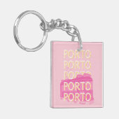 Porto Travel Art, Portugal, Pink, Preppy Schlüsselanhänger (Vorderseite links)