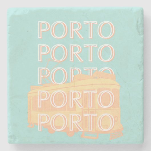 Porto Travel Art, Portugal Reisen Kunst, Dichtung Steinuntersetzer (Vorderseite)