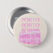 Porto Travel Art, Portugal Reisen Kunst, Rosa Button (Vorne & Hinten)