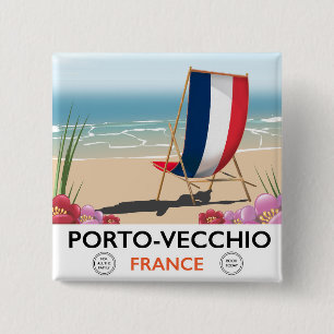 Porto-Vecchio, Frankreich Strand Reiseplakat Button
