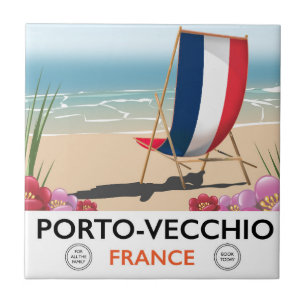 Porto-Vecchio, Frankreich Strand Reiseplakat Fliese