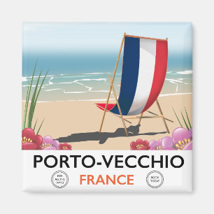 Porto-Vecchio, Frankreich Strand Reiseplakat Magnet