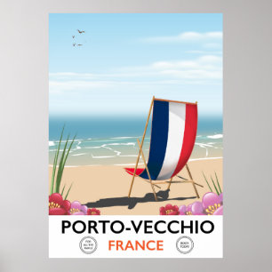 Porto-Vecchio, Frankreich Strand Reiseplakat Poster