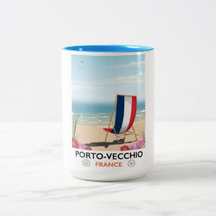Porto-Vecchio, Frankreich Strand Reiseplakat Zweifarbige Tasse