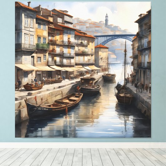 Porto Wasserfarbe Leinwanddruck (Insitu (Holzboden))