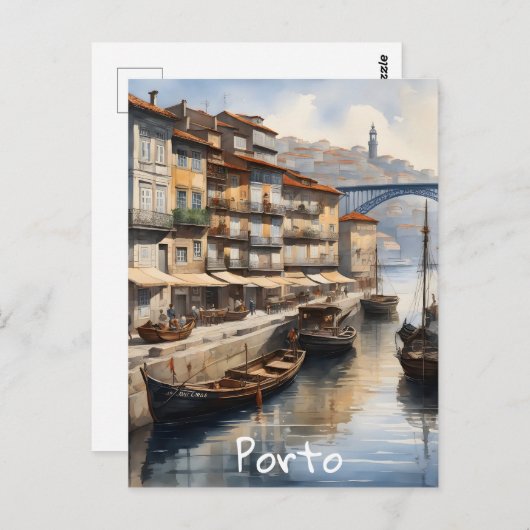 Porto Wasserfarbe Postkarte (Vorne/Hinten)