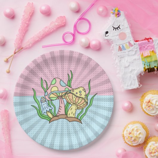 Portobello Mushroom Niedlich Pastell Pappteller (Party)