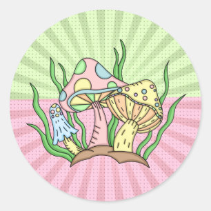 Portobello Mushroom Niedlich Pastell Runder Aufkleber