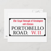 Portobello Road, London Street Sign Postkarte (Vorne/Hinten)