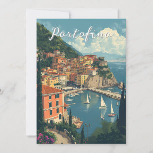 Portofino Genova Italien im Vintage-Stil Feiertagskarte