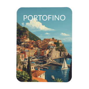 Portofino Genova Italien im Vintage-Stil Magnet
