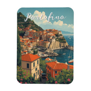 Portofino Genova Italien im Vintage-Stil Magnet