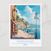 Portofino Italien Art Vintage Postkarte (Vorderseite)
