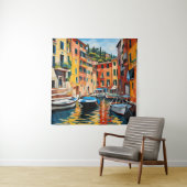 Portofino Italien Farbenfrohe Schiffe der Modernen Wandteppich (Beispiel)