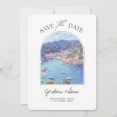 Portofino Italien Hochzeit Retten Sie das Datum Einladung (Vorderseite)