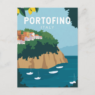 Portofino Italien Retro-Reise Kunst Vintage Postkarte