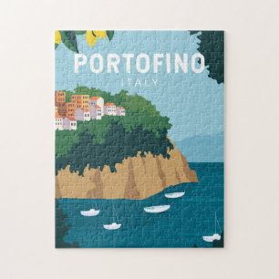 Portofino Italien Retro-Reise Kunst Vintage Puzzle