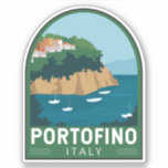 Portofino Italien Retro Reisen Vintag Aufkleber<br><div class="desc">Portofino Vektorgrafik Design. Portofino ist ein Fischerdorf an der Küste der italienischen Riviera,  im Südosten der Stadt Genua.</div>