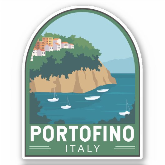Portofino Italien Retro Reisen Vintag Aufkleber (Vorderseite)
