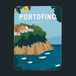 Portofino Italien Retro Reisen Vintag Magnet<br><div class="desc">Portofino Vektorgrafik Design. Portofino ist ein Fischerdorf an der Küste der italienischen Riviera,  im Südosten der Stadt Genua.</div>
