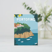 Portofino Italien Retro Reisen Vintag Postkarte (Stehend Vorderseite)