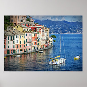 Portofino und das Poster der italienischen Riviera